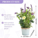 Artificial Flowers Potted, 12.2'’ Flower Arrangement W/Daisy & Lavender In Metal Pot, Fake Plants For Home Wedding Restaurant Dinner Decoration Shelf Table, Purple & Green