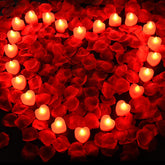 2000Pcs Red Artificial Rose Petals With 24Pcs Red Led Tea Lights Kit, For Decor