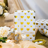 Wedding Wrapping Paper Roll, Heart Gift Wrapping Paper, Elegant Golden Heart Design Bridal Shower Gift Wrap For Birthday, Anniversary, Engagement, Valentine'S Day (17 Inch X 33 Feet)