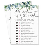 Bridal Shower Games - Would She Rather - 50 Pcs Eucalyptus Leaves Game Cards - Funny Wedding Party Games For Bride & Groom - Activities For Bachelorette Party - A04