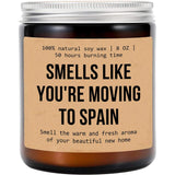 Smells Like You'Re Moving To Spain Candle - Moving To Spain Gift - Spain Candle - Spain Moving Gift - Aromatherapy Glass Candle Jar - Non-Toxic Ingredients