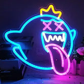 King Boo Ghost Neon Sign Dimmable LED Gaming Wall Light for Game Room Halloween Decor
