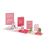 Valentines Day Card For Her, Him - 3D Disney Pop-Up Nesting Card - Disney Princesses - 4 Cards - 5" X 7" - Blank Notecard & Envelope Included