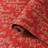 Red Christmas Wrapping Paper Roll 17Inch × 33Feet, Merry Christmas Snowflake Wrapping Paper Roll, Kraft Xmas Wrapping Paper, Red Gift Wrap Paper For Xmas Winter Holiday Gifts Crafts Party Decoration