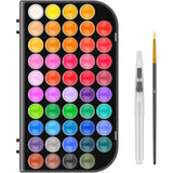 48-Color Watercolor Paint Set With Brush, Refillable Water Brush Pen, Palette, And Water-Washable Paints For Kids, Adults And Artists