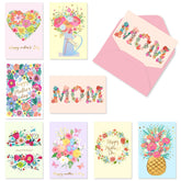 24 Pcs Happy Mother'S Day Greeting Cards Gold Foil Watercolor Floral Blank Note Cards With Pink Envelopes Mother'S Day Present Gift Box Assorted For Holiday Party Celebration