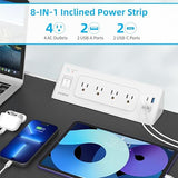 Outlet Extender Surge Protector 4 Outlets USB C USB Ports 6.5FT Flat Plug Extension Cord White