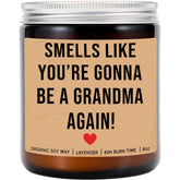 Smells Like You'Re Gonna Be A Grandma Again Candle - Pregnancy Announcement - Baby Shower - Lavender Scented - Soy Wax - 8Oz