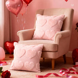 Valentines Day Throw Pillow Covers 18X18 Inch Set Of 2, Valentine Decoration Soft Plush Love Pillowcase Faux Fur Decorative Anniversary Cushion Cover For Sofa Home Decor (Pink, Big Heart)