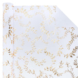 3D Kraft Wrapping Paper Roll - Mini Roll - 17 Inch X 16.5 Feet - Gold And White Leaves Design With Embossed Perfect For Birthday, Holiday, Wedding, Baby Shower