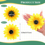 Clip On Fake Sunflowers, Artificial Sunflower Heads With Clips, Faux Silk Sunflower, Yellow Flowers Head For Christmas Tree Wedding Bouquets Diy Craft Decor(3.7 In, 50 Pieces)