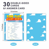 Baby Shower Name That Baby Song Game Cards, Sky & Clouds Theme - 5 X 7 Inches Double-Sided Fill In Game Cards 30 Cards & 1 Answer Card, Party Favor & Supplies-A04