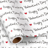 Funny Valentine'S Day Wrapping Paper Roll, Mini Roll, Happy F*Ing Valentine'S Day Lettering With Red Heart Gag Gift Wrap For Wedding, Anniversary, Birthday, Engagement, 17 Inches X 16.4 Feet