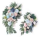 Artificial Flower Swag, Wedding Welcome Sign Floral Swag Blue Pink Flowers For Backdrop Decoration Wedding Arch Flower Arrangements Ceremony And Reception Decor