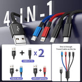 2 Pack 4 in 1 Dual USB C Multi Charging Cable 5FT Universal Charger Cord for iPhone 17 Android iPad