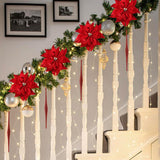 6Pcs Christmas Poinsettia Flowers 10'' Double Layer Christmas Artificial Flowers Ornaments For Xmas Tree Wreaths Garland Holiday Decoration (6, Double Layer)