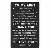 Aunt Christmas Card, Thank You I Love You Aunt Birthday Cards From Niece Nephew, Auntie Gifts For Mothers Day, Metal Wallet Card
