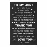 Aunt Christmas Card, Thank You I Love You Aunt Birthday Cards From Niece Nephew, Auntie Gifts For Mothers Day, Metal Wallet Card