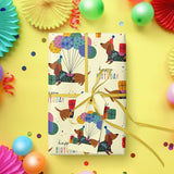 Puppy Dog Wrapping Paper - Mini Roll - 17 Inch X 9.8 Feet - Yellow Birthday Wrapping Paper Perfect For Kids Boys Grils, Baby Shower