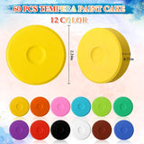 60 Pcs Tempera Paint Cakes 12 Colors Large Washable Cake Paint 2.24 X 0.71Inch Paints Blocks Art Supplies For Classroom Art Painting Drawing