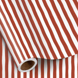 Red And White Striped Wrapping Paper Roll, Mini Roll, Watercolor Brushstroke Stripe Design Gift Wrap Paper For Christmas, Holiday, Birthday, Valentine'S Day, Anniversary, 17 Inches X 16.4 Feet