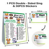 What'S Your Puppy Name Game, Puppy Birthday Party Sign For Boys And Girls, Holiday Activity, Birthday Game For Kids And Adult Parties (1 Puppy Theme Sign And 30 Name Tag Stickers)