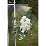 Faux Arch Flower Swag Set Of 2 For Wedding Welcome Signs Floral Swag Wedding Reception Ceremony Signs Decor (White)