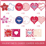144 Pcs Valentine‘S Day Cards Valentines Candy Holder Lollipop Holders Heart Greeting Paper Cards For Gift Kids School Classroom Party Favors Exchange Treat, 8 Styles