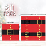 80 Pack Christmas Napkins 6.5 X 6.5 Inch Santa'S Belt Disposable Napkins Merry Christmas Dinner Napkins Holiday Paper Napkins For Xmas Winter Birthday Party Supplies Table Decoration