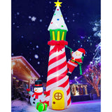 9Ft Christmas Inflatable Outdoor Decoration Inflatable Lighthouse Blow Up Santa Claus And Snowman Decor With Lights For