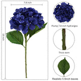 6 Pcs Blue Hydrangea Artificial Flowers Bouquets, Silk Hydrangea Heads With Thick Stems, Faux Hydrangeas Bulk Home Wedding Party Table Decoration