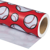 Baseball Wrapping Paper Roll - Mini Roll - 17 Inch X 9.8 Feet - Sports Red Baseball Design, Perfect For Birthday, Party, Holiday