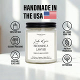 Lawyer Graduation Gifts For Women Men, Passing The Bar Exam Gifts, Law Office Decor, College, Law School Graduation Present, Look At You Becoming A Lawyer Funny Candles, Bamboo Scented Candle