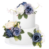 Wedding Cake Topper Flowers 3 Piece, Pre-Made Flower Cake Decorations Cake Topper Artificial Rose Flowers For Wedding Cake Decor Baby Shower Birthday Party