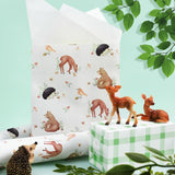 Reversible Baby Shower Wrapping Paper Mini Roll, Woodland Animals And Plaid Design For Neutral Baby Showers, Boys Girls And First Birthday, 17" X 33'(46.7 Sq. Ft)