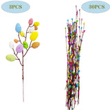 33Pcs Artificial Easter Spray Vine With Pastel Easter Eggs And Berries - Decorative Spring Floral Stems - Easter Egg Twig Branches For Floral Arrangement - Centerpiece Wreath Decoration