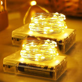 2 Pack Battery Operated Fairy Lights 33FT 100 LED Warm White Mason Jar String Lights with Timer Waterproof for DIY Party Decor