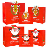 6 Pcs Christmas Gift Bags With Handle, Large M S Size Winter Holiday Paper Goodies Bag For Christmas Party Wrapping Xmas Presents, Birthday, Baby Shower