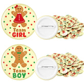 100 Pcs Christmas Gender Reveal Pins Daisy Baby Shower Buttons Pins Team He/Boy Team She/Girl Holiday For Gender Reveal Party Supply Baby Shower Game Decorations(Bright Color,Gingerbread)