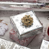 Snowflake Christmas Wrapping Paper - 17 Inch X 32.8 Feet Mini Roll - Candy Cane Metallic Shiny Silver Gift Wrap Paper For Holiday Shower Party Celebration