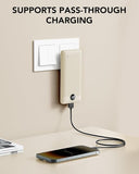 10000mAh Portable Power Bank with Built In Cables and AC Wall Plug USB C Fast Charger