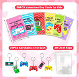 Valentines Day Cards For Kids: 30 Pack Keychain Kids Valentines Cards - Valentines Day Gifts For Boys Girls Classroom School Exchange Prize Party Favors Valentines Treats Goodie Bag Stuffers