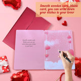 Valentines Day Card - Wooden Laser-Cut Double Heart Greeting Card Printed With I Love You, Perfect For Students, Adults, Kids As Romantic Gift For Him Or Her