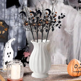 4 Pcs Artificial Halloween Floral Picks Purple Orange Black Berry Stems Halloween Tree Branches For Flower Arrangemant Table Centerpiece Halloween Diy Crafts Festival Home Decoration (Black)
