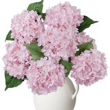 6Pcs Premium Pink Hydrangea Artificial Silk Flowers, Lifelike Fake Hydrangea Head With Stems, Faux Floral Arrangements For Wedding Bouquets, Home Table Centerpieces, Party Decoration