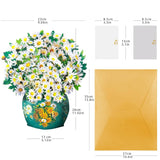 Daisy Flower Bouquet Pop Up Cards, Pop Up Flower Bouquet Greeting Cards, Mother'S Day Pop Up Card, Get Well Soon Card, 3D Birthday Card, Includes Envelope And Note.