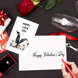 Penguin Mom Dad Valentine'S Day Card, Cute V-Day Gifts For Husband Wife Kids, Lovely Penguin Anniversary Card For Women Men