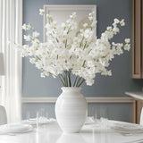 6 Pcs Artificial Spring Cherry Blossoms In Cream Silk Cherry Blossom Branches 43 Inch Long Stem Faux Tree Stems Bouquet Bulk Flowers Vase Arrangements For Home Decor(White,Mixed)