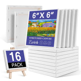 Small Stretched Canvas For Painting 6X6 Inch, 2/5''Profile Art Primed 16 Pack Canvases For Painting, Cotton Small Professional Blank Paint Canvas For Kids And Art Supplies, For Acrylics, Oils.