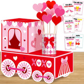 50 Pcs Large Valentine'S Day Card Box For Exchange Valentine'S Day Train Mailbox For Classroom Exchange Valentine Card For Train Heart Party Favors